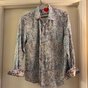Robert Graham Blue and White Striped Shirt